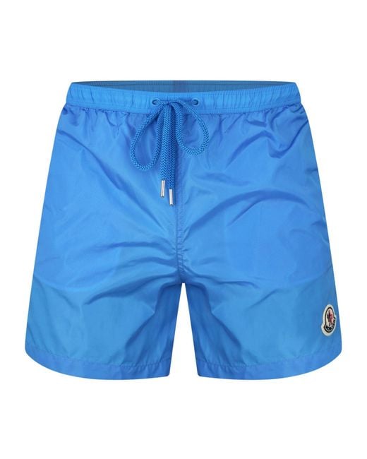Moncler Blue Luxury Logo Swim Trunks for men