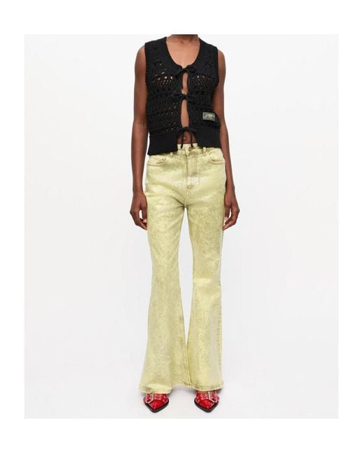 Ganni Black Crochet Tie String Vest