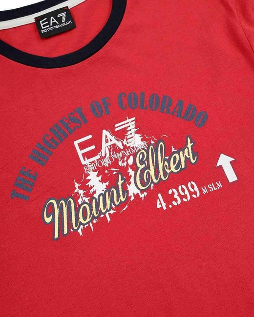 EA7 Red Logo T-Shirt With Round Neck for men