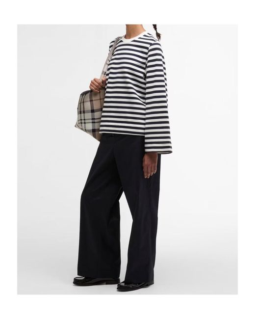 Barbour Black Striped Crew Neck Sweatshirt