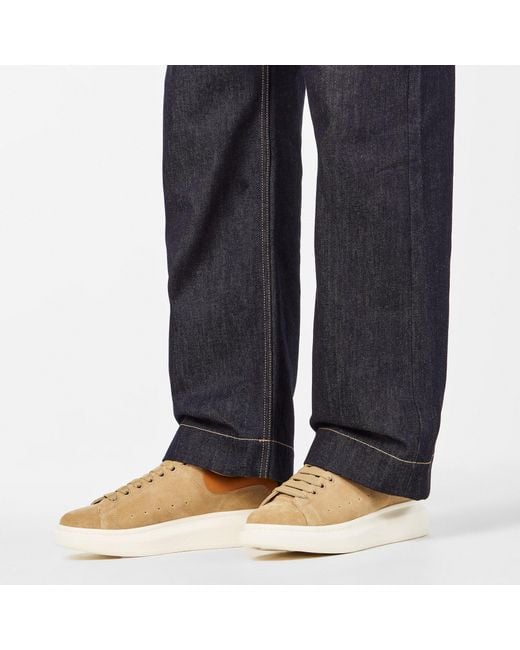McQueen Brown Oversized Leather Trainers for men