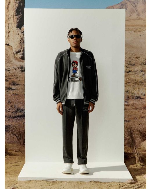 CHARLIE LUCIANO Gray Dark Logo Sweatpants for men