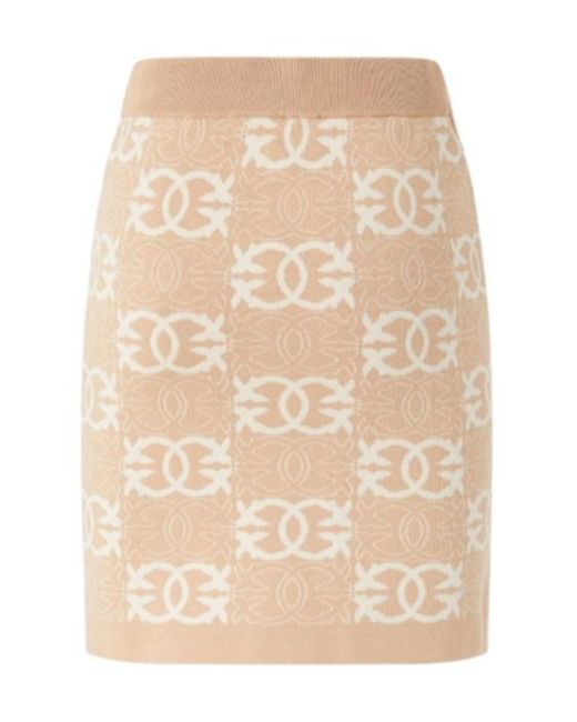 Pinko Natural Logo-Pattern Knit Straight Skirt