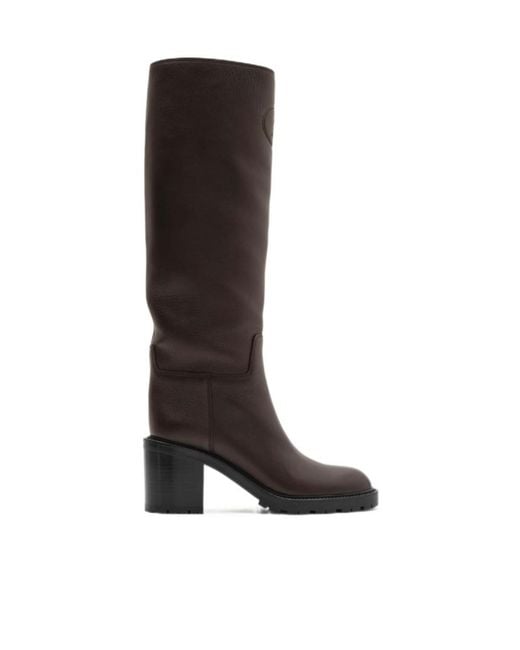 Burberry Brown Leather Fife Heel Boots
