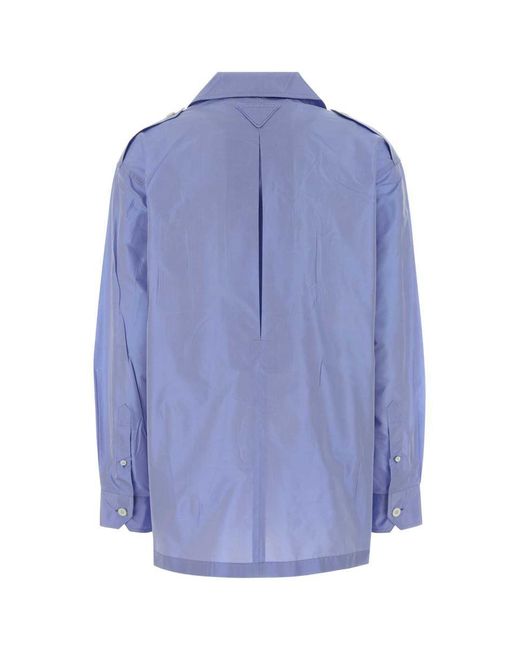 Prada Blue Relaxed Solid Shirt