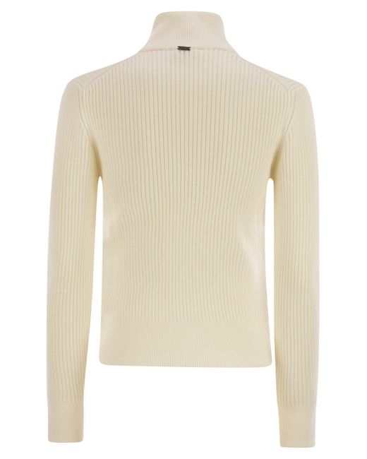 Herno White Zipper Sweater
