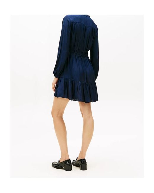Tommy Hilfiger Blue Diamond Flag Jacquard Tiered Mini Dress