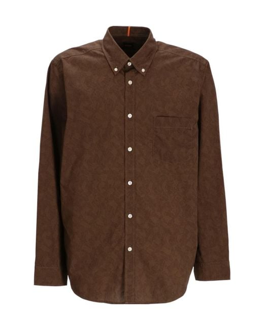 Boss Brown Button-Up Shirt for men
