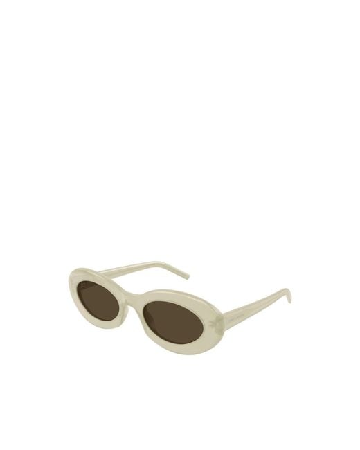 Saint Laurent White Eyewear Oval Frame Sunglasses