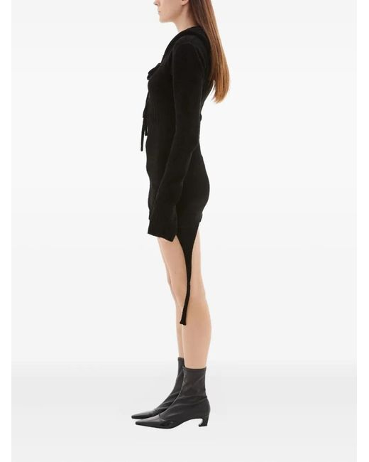 OTTOLINGER Black Hooded Zip-Front Mini Dress