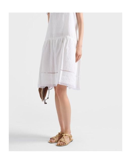 Prada Metallic Braided-Strap Flat Sandals