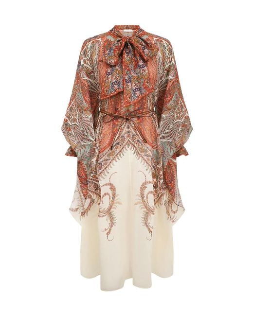 Zimmermann Multicolor Rhiannon Belted Midi Dress