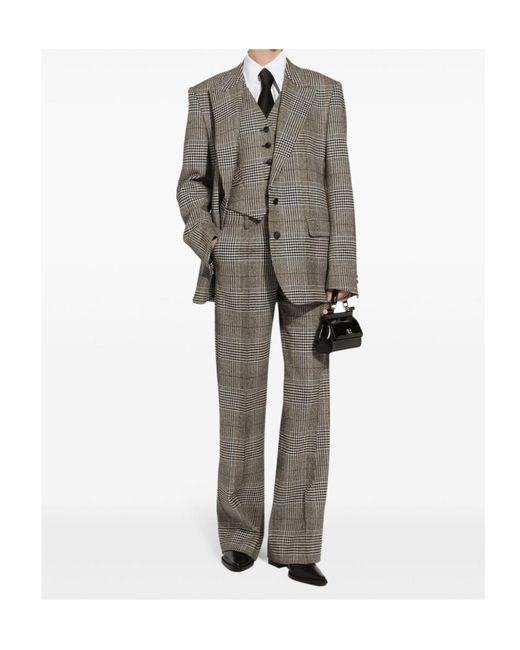 Dolce & Gabbana Gray Plaid Flared Pants