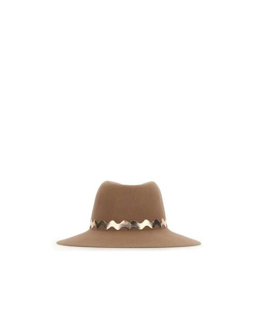 Maison Michel Brown Virginie Felt Fedora Hat