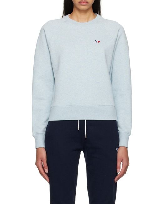 Maison Kitsuné Blue Maison Kitsuné Fox Embroidered Crewneck Sweatshirt
