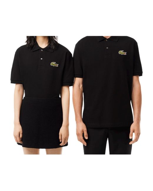 Lacoste Black Relaxed Fit Pique Polo Shirt for men