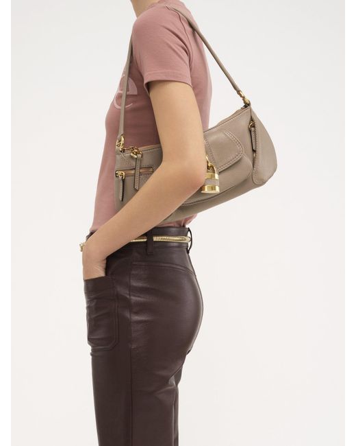 Chloé Gray Chloé The 99 Lock Detailed Shoulder Bag