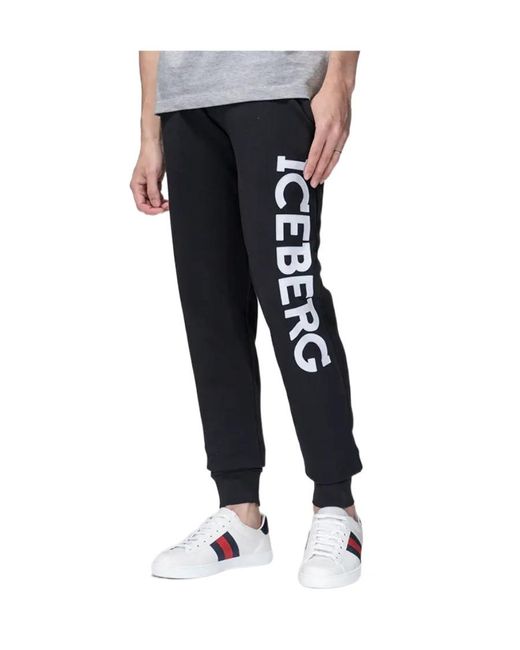 Iceberg Black Leisure Sports Pants for men