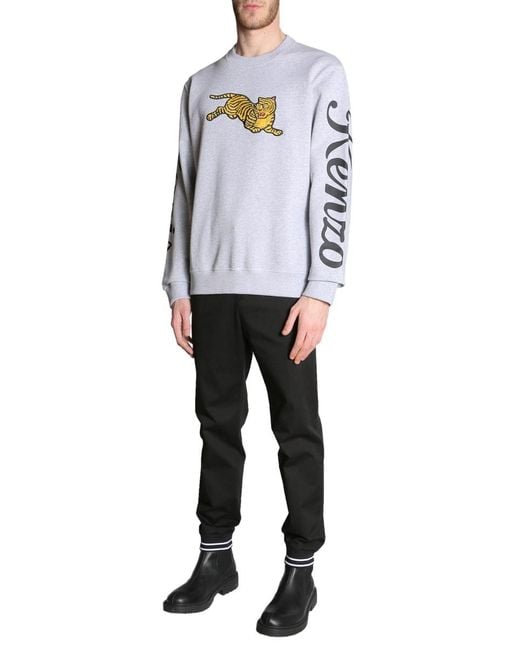 KENZO Gray Tiger Embroidered Pullover for men