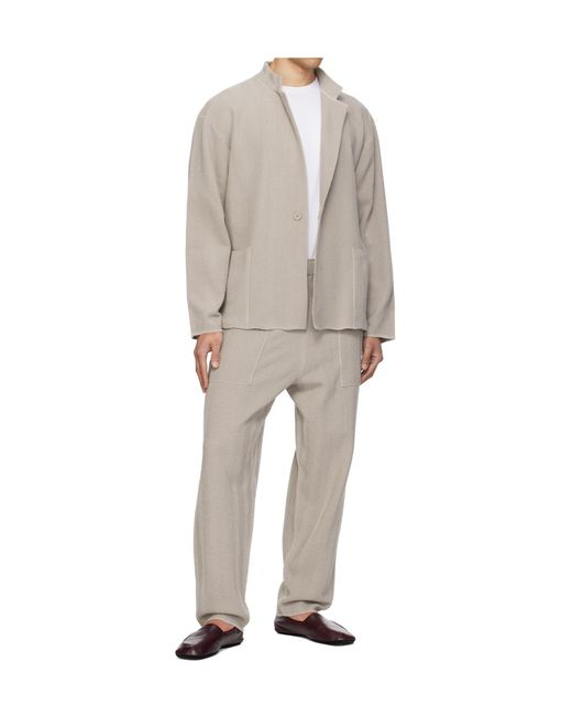 Homme Plissé Issey Miyake Natural Herringbone Casual Jacket for men