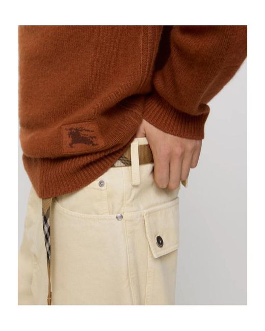 Burberry Brown Ekd Intarsia-Knit Crewneck Jumper for men