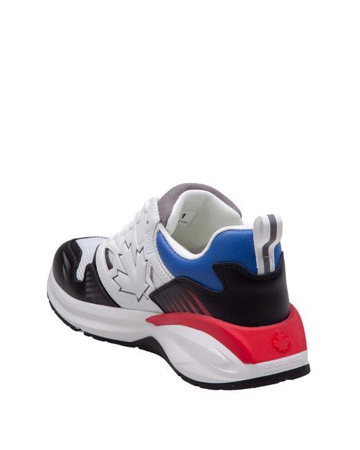 DSquared² Blue Dash Maple Leaf Quilted Sneakers for men
