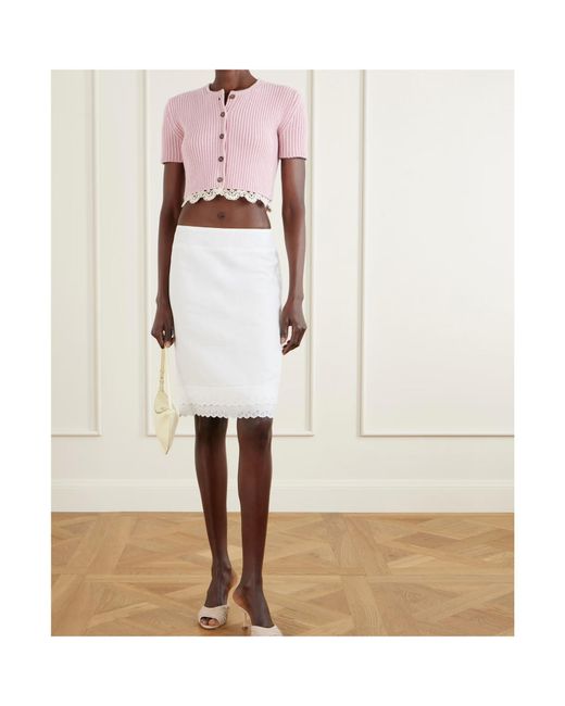 Magda Butrym White Broderie Midi Skirt