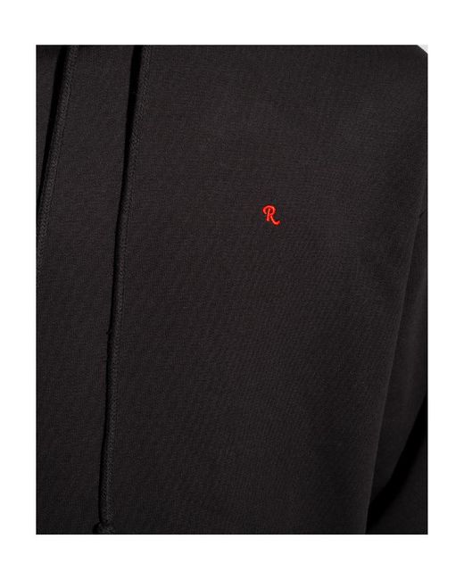 Raf Simons Blue Logo Embroidered Drawstring Hoodie for men