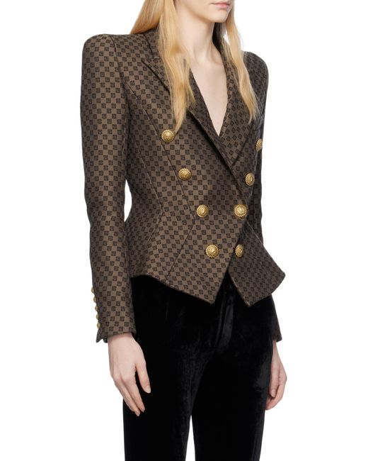 Balmain Brown Mini Monogram Jacquard Jacket