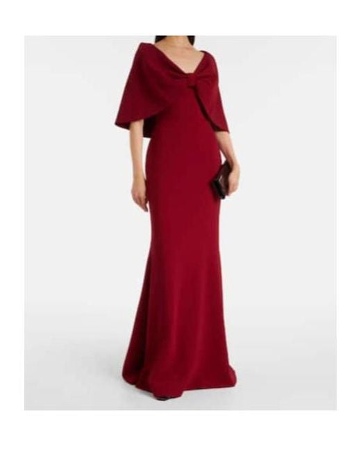 Elie Saab Red Caped Cady Gown