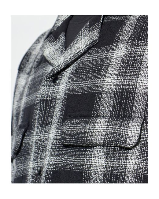 AllSaints Gray Teshio Check Long-Sleeved Shirt for men