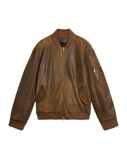 Golden Goose Deluxe Brand Brown Zip-Up Bomber Jacket