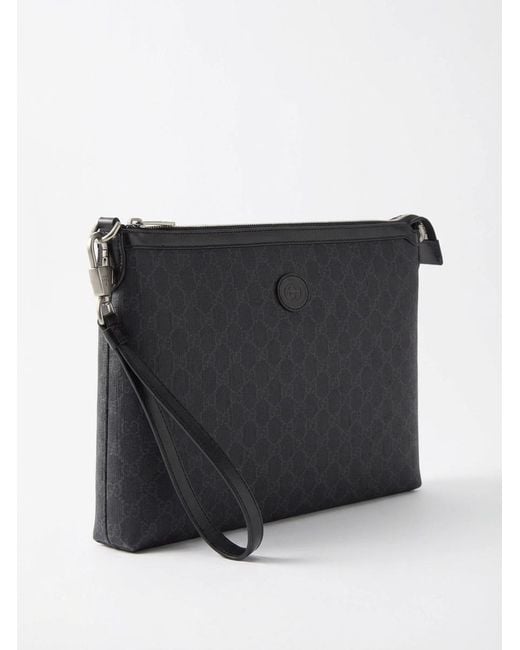 Gucci Black Logo Patch Monogrammed Crossbody Bag for men