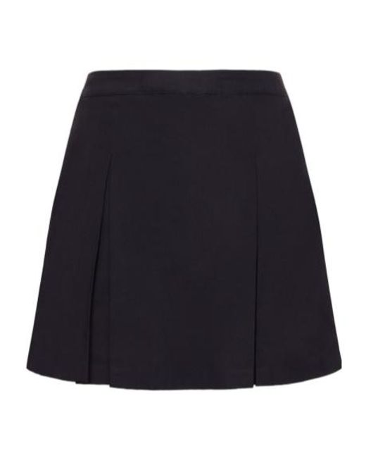 Sporty & Rich Black Serif Logo Double Pleated Skirt