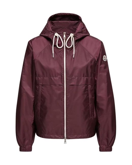 Moncler Red Zip-Up Hooded Jacket