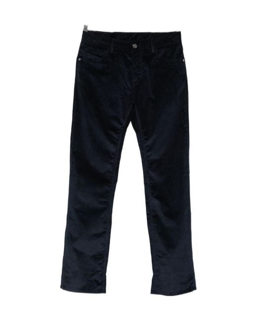 Etro Blue Corduroy Straight-Leg Trousers for men