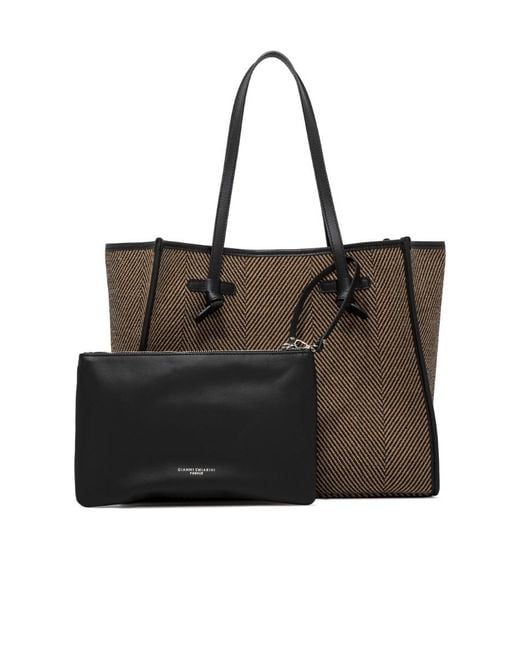 Gianni Chiarini Brown Marcella Herringbone Shopping Bag