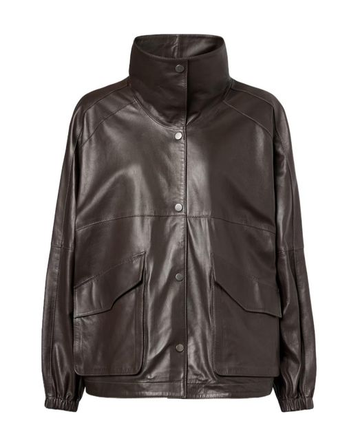 Nour Hammour Brown Anorak Leather Jacket