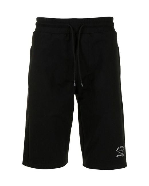 Paul & Shark Black Logo Print Track Shorts for men