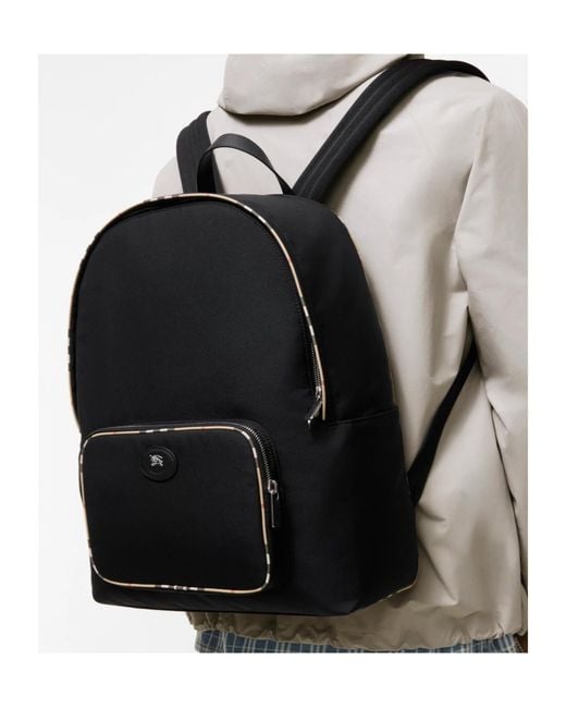 Burberry Black Check Trim Backpack for men