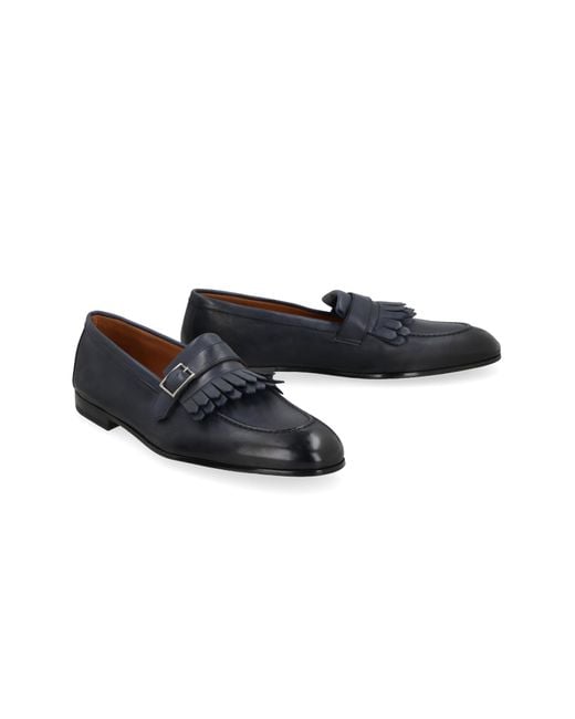 Doucal's Blue Leather Loafers for men
