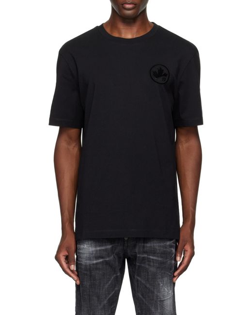 DSquared² Black Logo Patch Crewneck T-Shirt for men