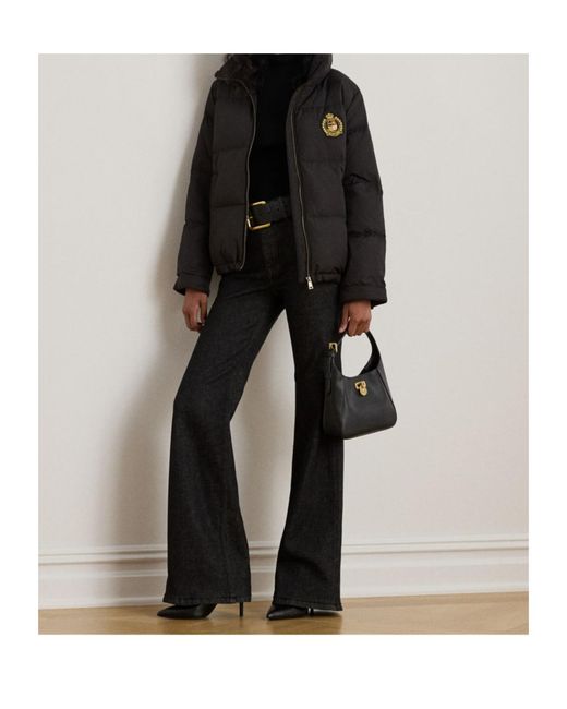 Ralph Lauren Black Real Leather Shorts Puffer Jacket