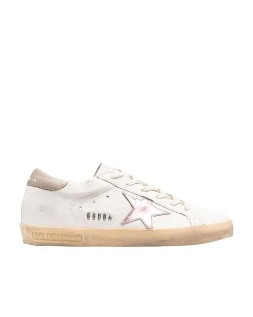 Golden Goose Deluxe Brand White Super Star Lace-Up Sneakers