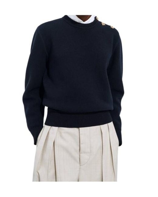 Bottega Veneta Blue Wool And Cotton Sweater