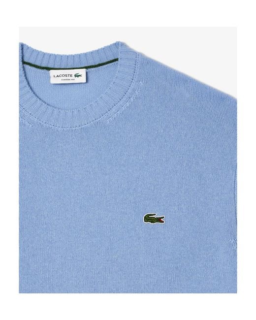 Lacoste Blue Ribbed Crewneck Knitwear for men