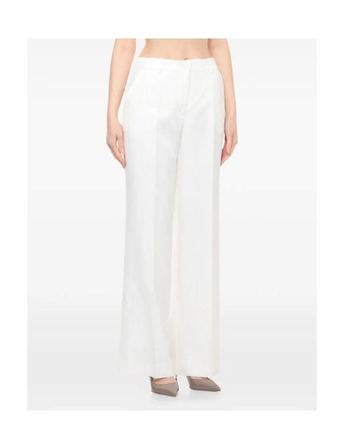 P.A.R.O.S.H. White P.A.R.O..H. Tailored Wide-Leg Pants