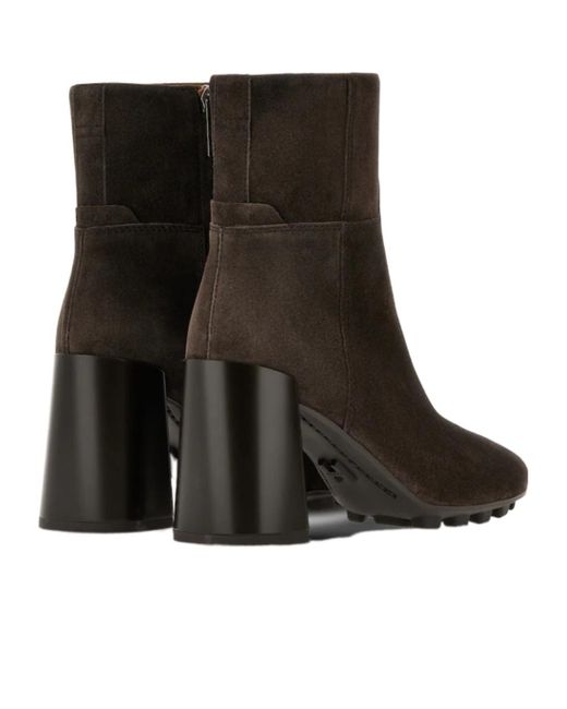 Hogan Brown Block Heel Ankle Boots