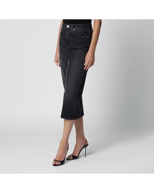 Haikure Black Mira Zip-Front Midi Skirt