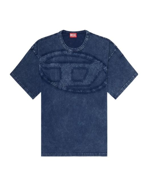 DIESEL Blue T-Boxt-Den Embroidered Logo T-Shirt for men